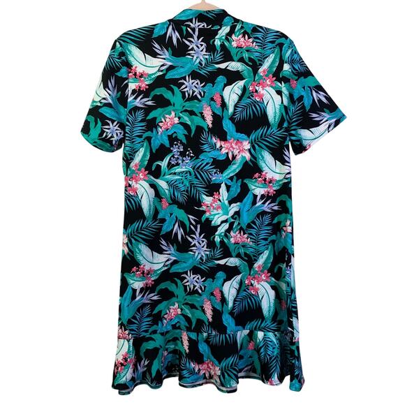 TOMMY BAHAMA GOLF Dress L Athletic Tennis Tropical Floral Ruffle Hem Quarter Zip - Picture 4 of 13